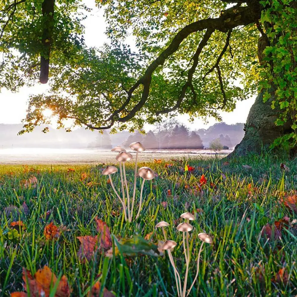 Charming Metal Mushroom Garden Stakes Rustic Unique Mushroom Garden Statue Handmade Mushroom Ground Decoration
