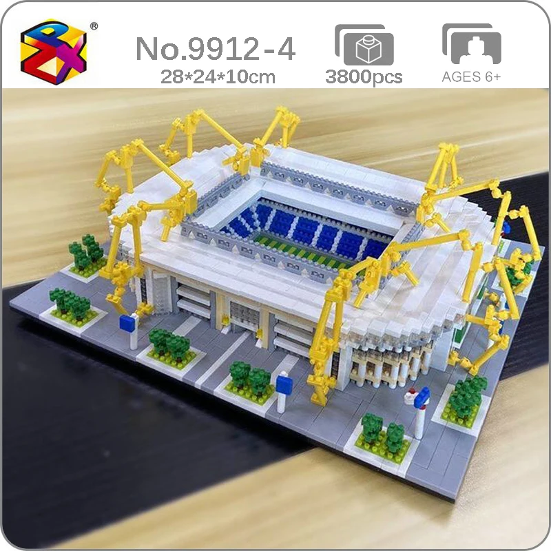 

PZX 9912-4 World Architecture Football Signal Iduna Park Stadium Soccer Field DIY Mini Diamond Blocks Bricks Building Toy No Box