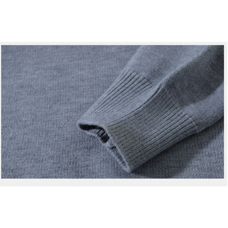 Herren-Strickpullover im Old-Money-Stil mit Henley-Kragen, locker geschnitten, Oversize, Plus Size, lässige Strickware, Oberbekleidung für den Alltag – Detail 9