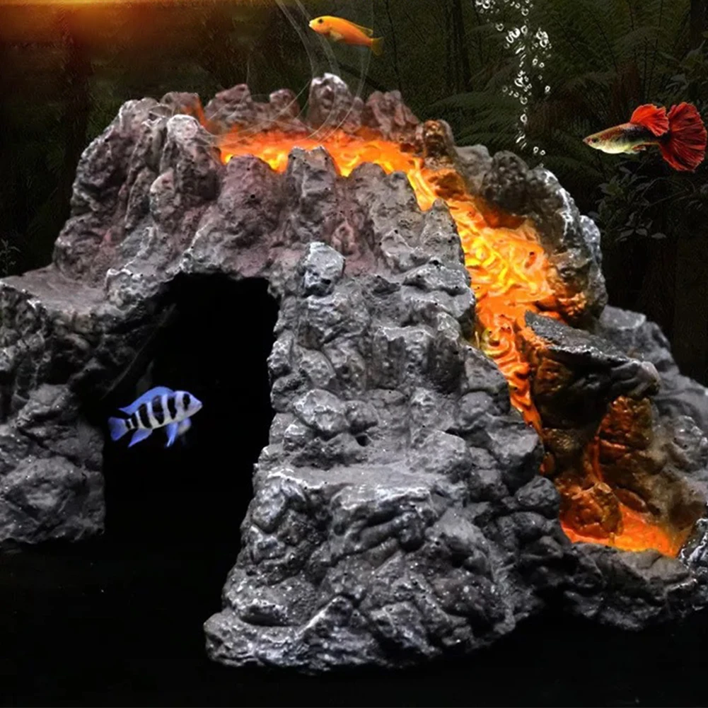 

Aquarium Volcano Shape Decoration Volcanic Eruption Resin Cave Ornaments Fish Sleep Rest House Decoration For Fish Tank Aquarium