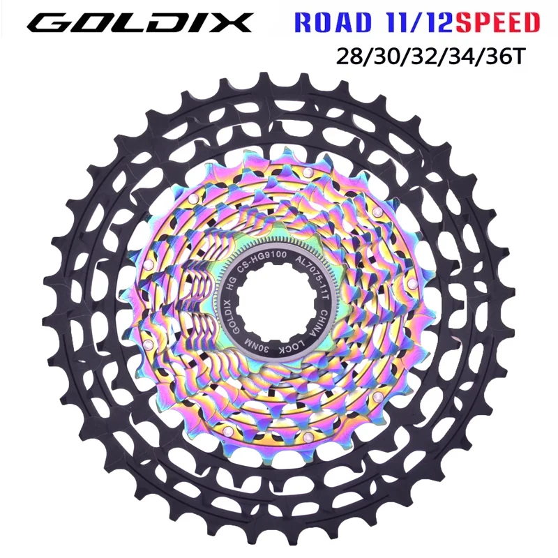 

GOLDIX 11/12 Speed 28-36T Ultralight Road Bike Pink Freewheel CNC Hollow HG Structure Freewheel 11/12v Speed Bicycle Chain Wheel