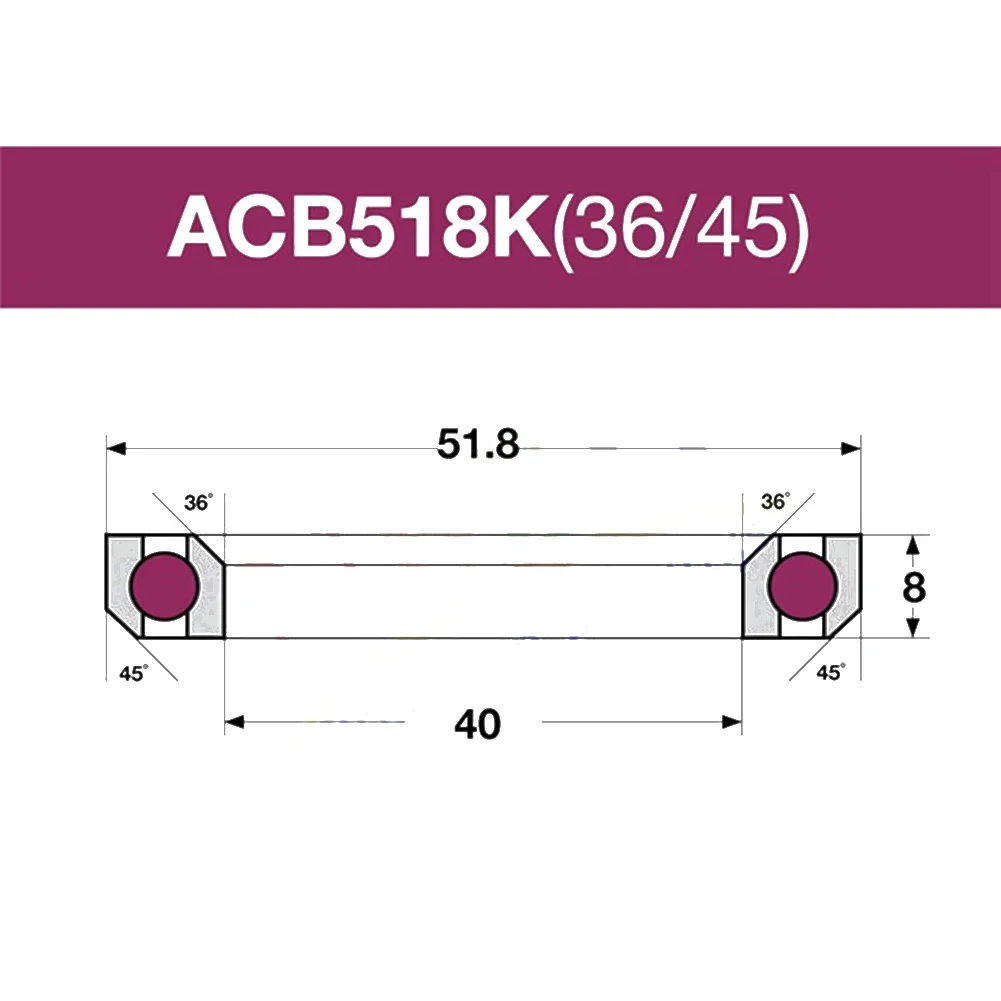 Rodamiento de auriculares de bicicleta MH-P518K 1-1/2" ACB518K 40x51,8x8 36 ° /45 °   Piezas de ciclismo con rodamiento de acero inoxidable para bicicletas de montaña MTB