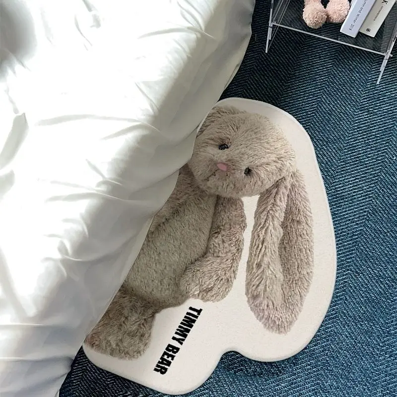 Cartoon Cute Rabbit Carpet Bedside Bunny Blanket Non-slip Cushion Fault Wool Furry Carpet Ins Bedroom Absorbent Mat for Kids