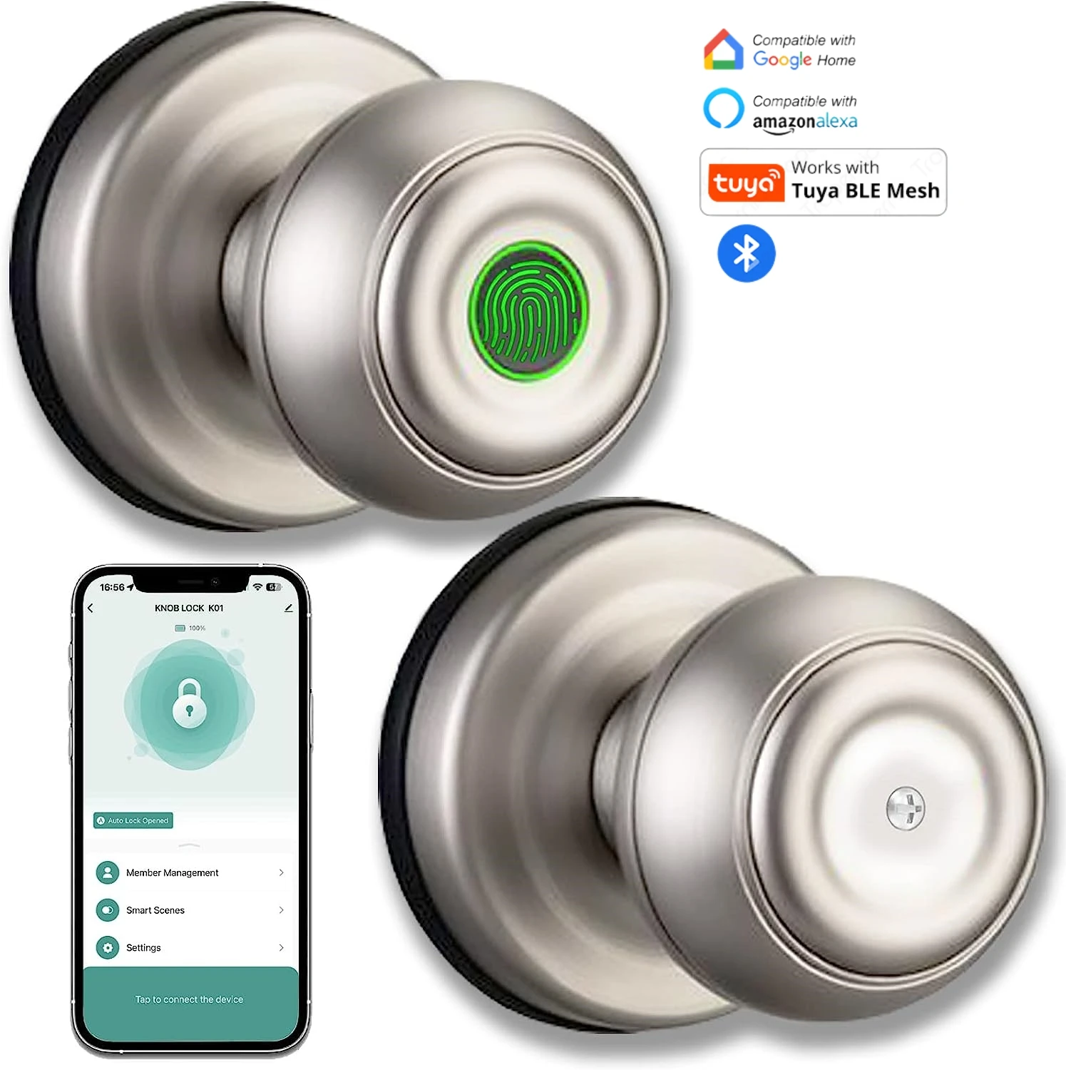 Imagem -06 - Fingerprint Lock para Tuya App Bluetooth Maçanetas Handle Smart Locks Keyless Entry Biometric Fingerprint Tipo-c e Key Unlock