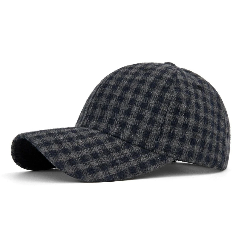 Hüte für Männer und Frauen, neue klassische karierte Baseballkappe für Herbst und Winter, hartkrempige, gesichtsschlankmachende Entenschnabelkappe, Sonnenhut – Detail 20