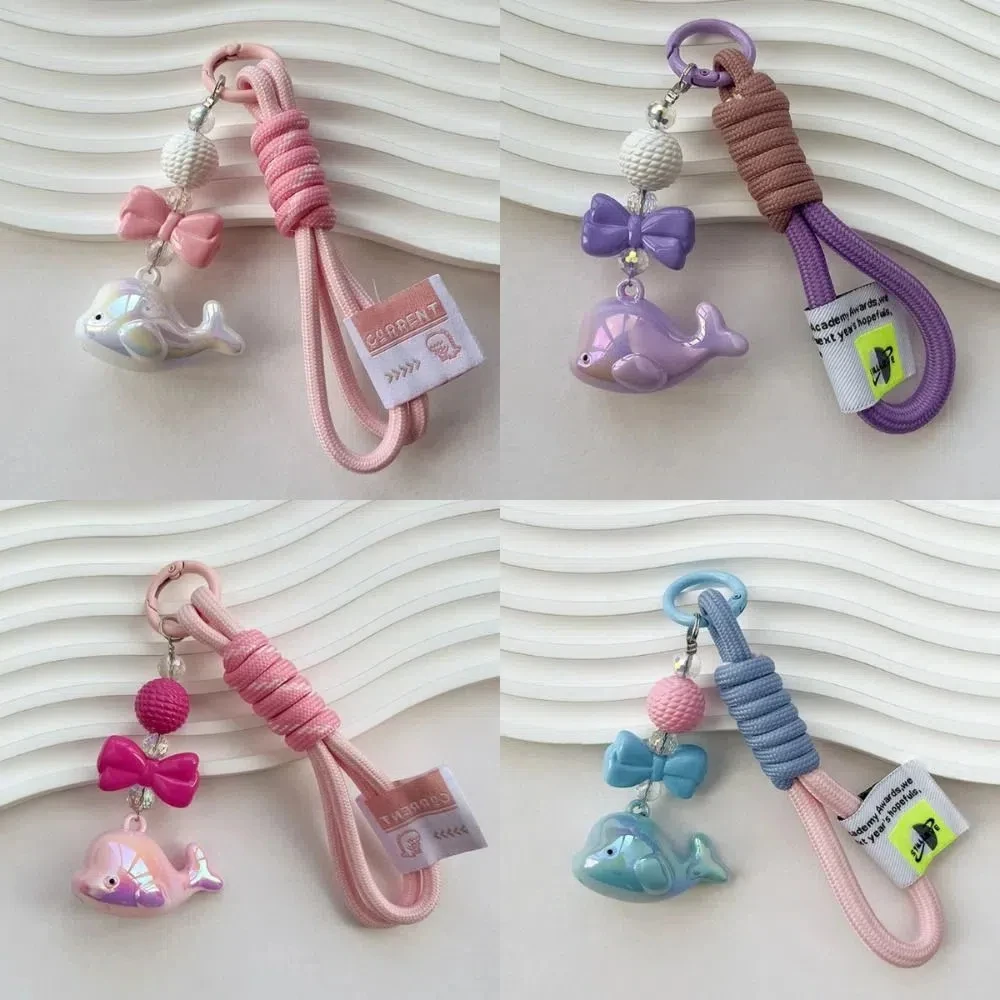 

Luxury Cartoon Whale Keychain Decoration Backpack Hanging Dolphin Bag Pendants Acrylic Ornaments Woven Rope Pendant Gifts