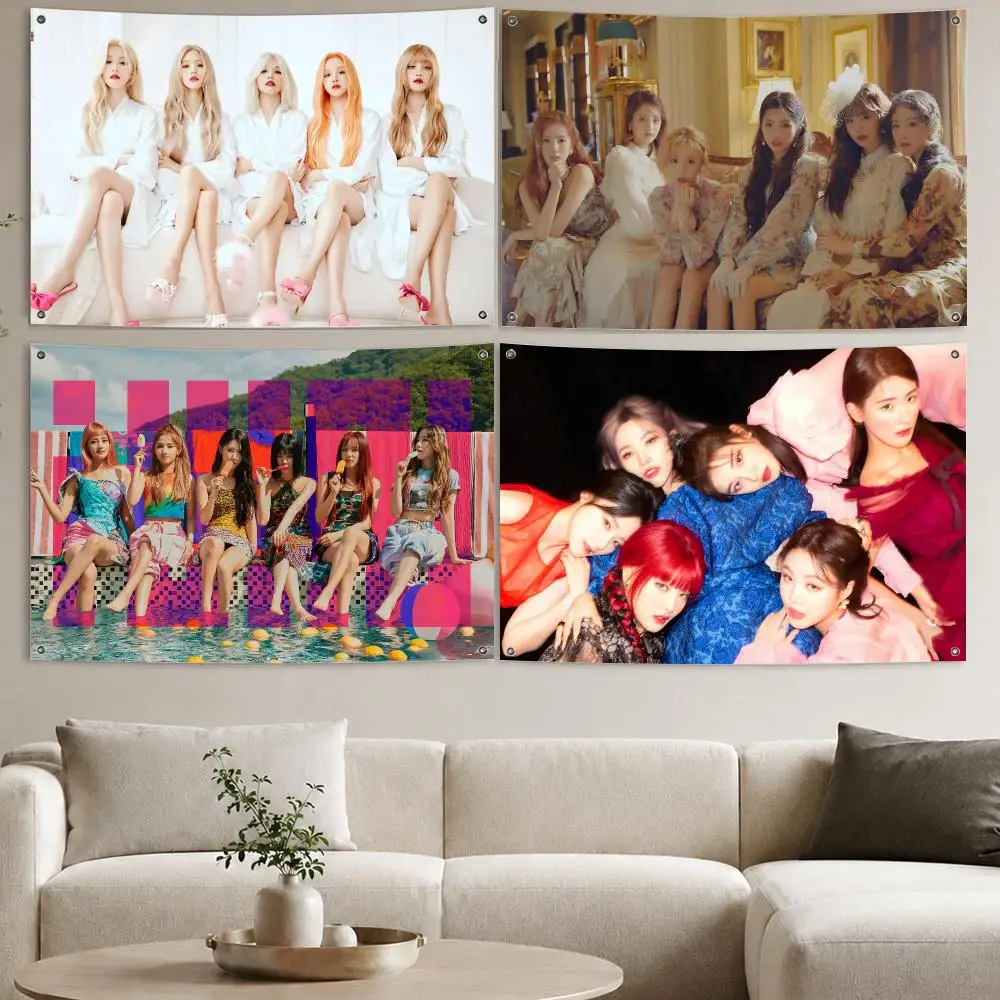 Kpop Girls G-GIDLE (G)I-DLE Flags Aesthetic Wall Tapestry Printed Wall Hanging Living Room Party Outdoor Decor
