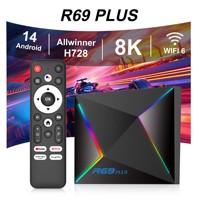 Android14 TV Box Allwinner H728 Octa-core Wifi6 1000M Dual 2.4G&5G Wifi 3D HDR10+ Multi Language Streaming Media Player R69 Plus