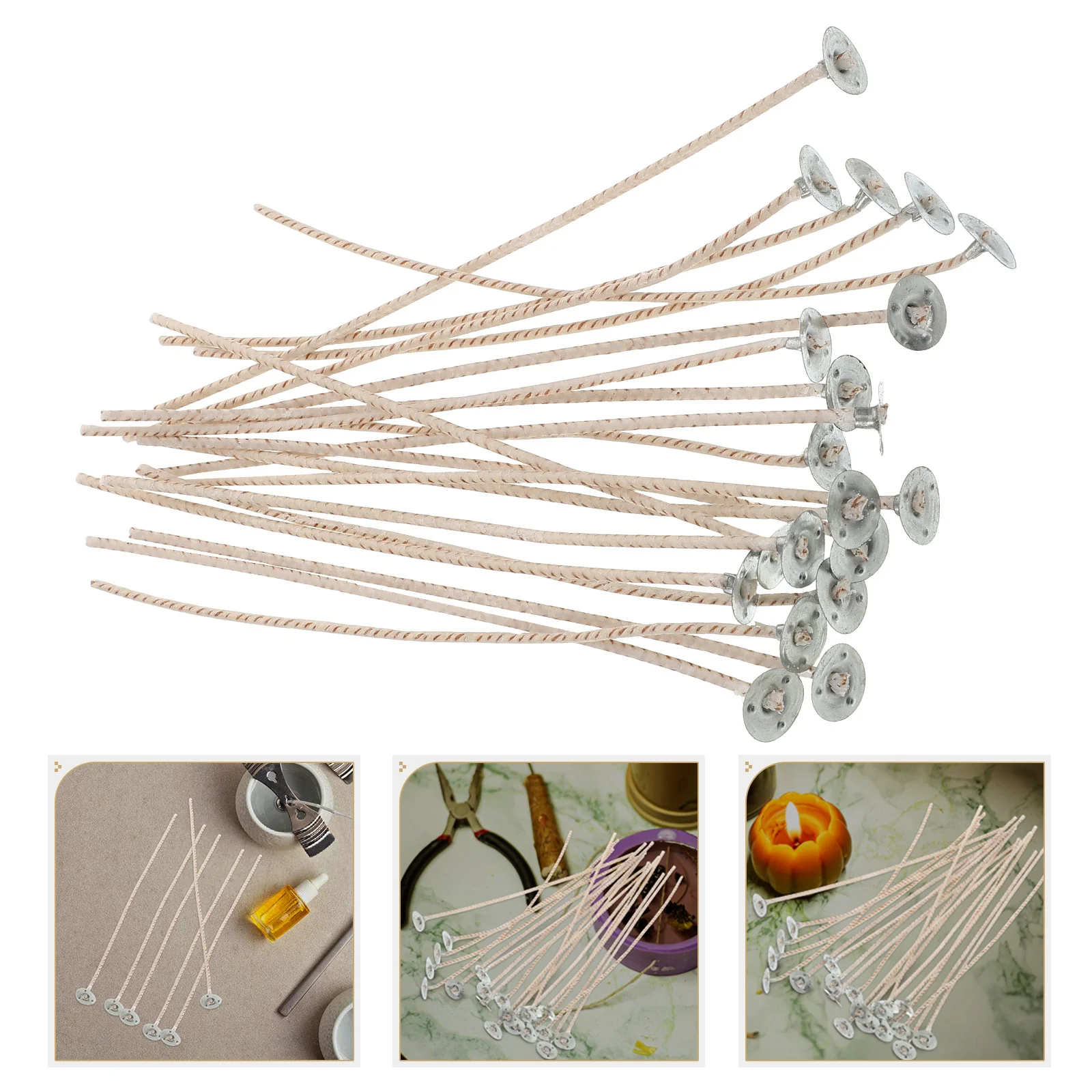 

20Pcs Brown Cotton Paper Wicks Handmade for DIY Aromatherapy Making Kit Oil Lamps Natural Wax Supplies