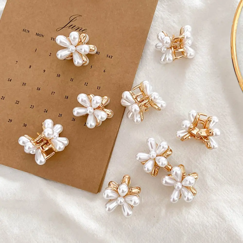 12-18 Five Petal Flower Small Clip Pearl Mini Clip Small Flower Cute Exquisite Sweet Teenage Girl Hair Accessories