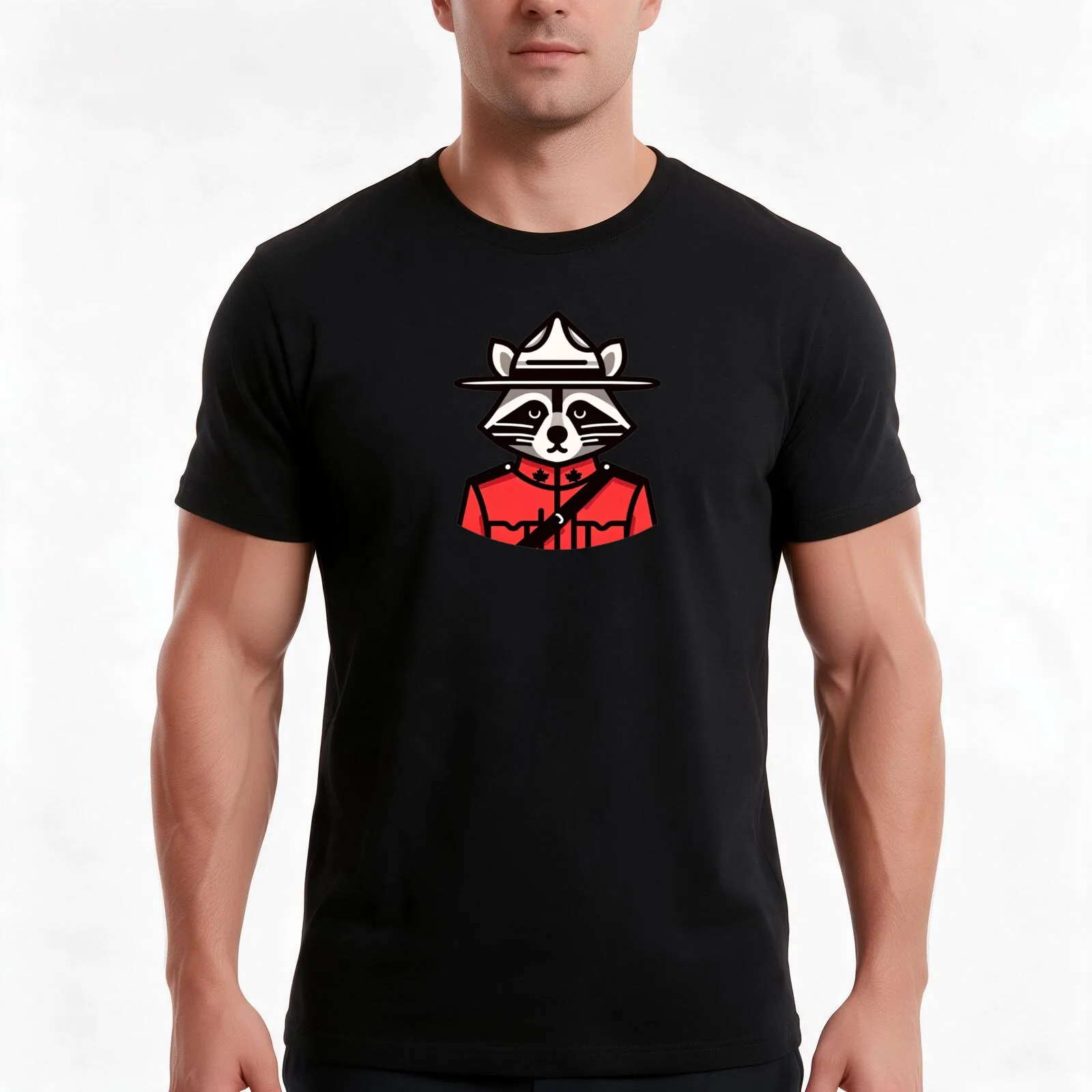 Toronto - Raccoon RCMP Mountie T-Shirt, Summer Casual Cotton Tee, Oversized Streetwear Tops, Vintage Graphic Print, 100% Cotton