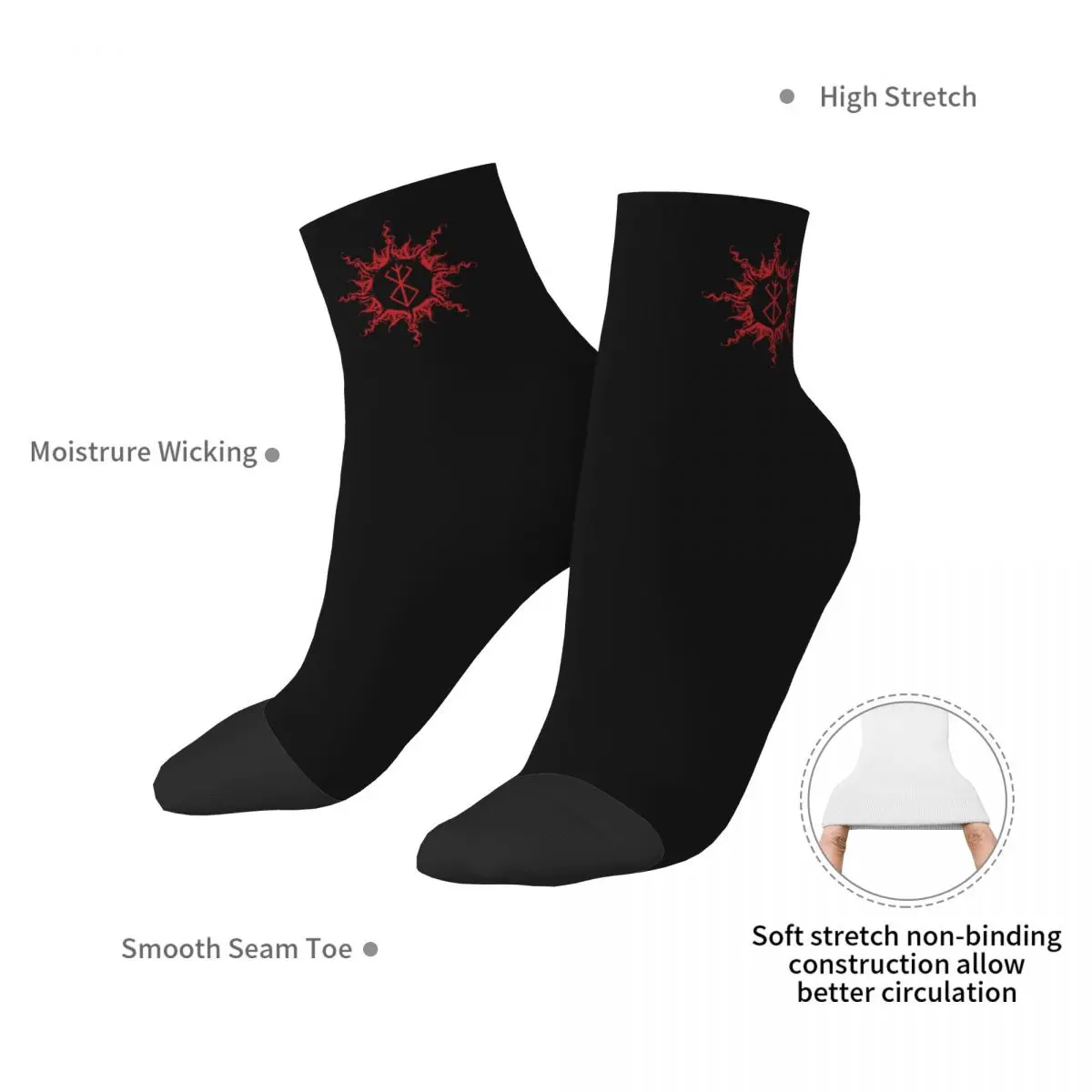 MARCA BERSERK ECLIPSE Berserk Berserker in Norse Mythology Ankle Socks Male Mens Women Summer Stockings Harajuku