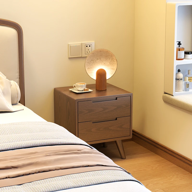 

Solid wood bedside table simple modern bedroom locker Nordic home small bedside shelf simple storage cabinet