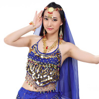New Style Hot selling on Sale Cheap Coins Sexy Belly Dance Top Size Bra for Women Indian Dancing Coat 11 Colors Available
