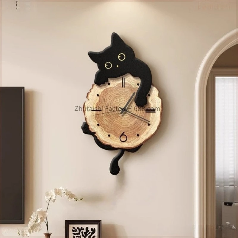 

Cute Silent Nordic Wall Clock Accessorie Modern Pendulum Cat Wall Clock Elegant Design Horloges Murales Living Room Decoration