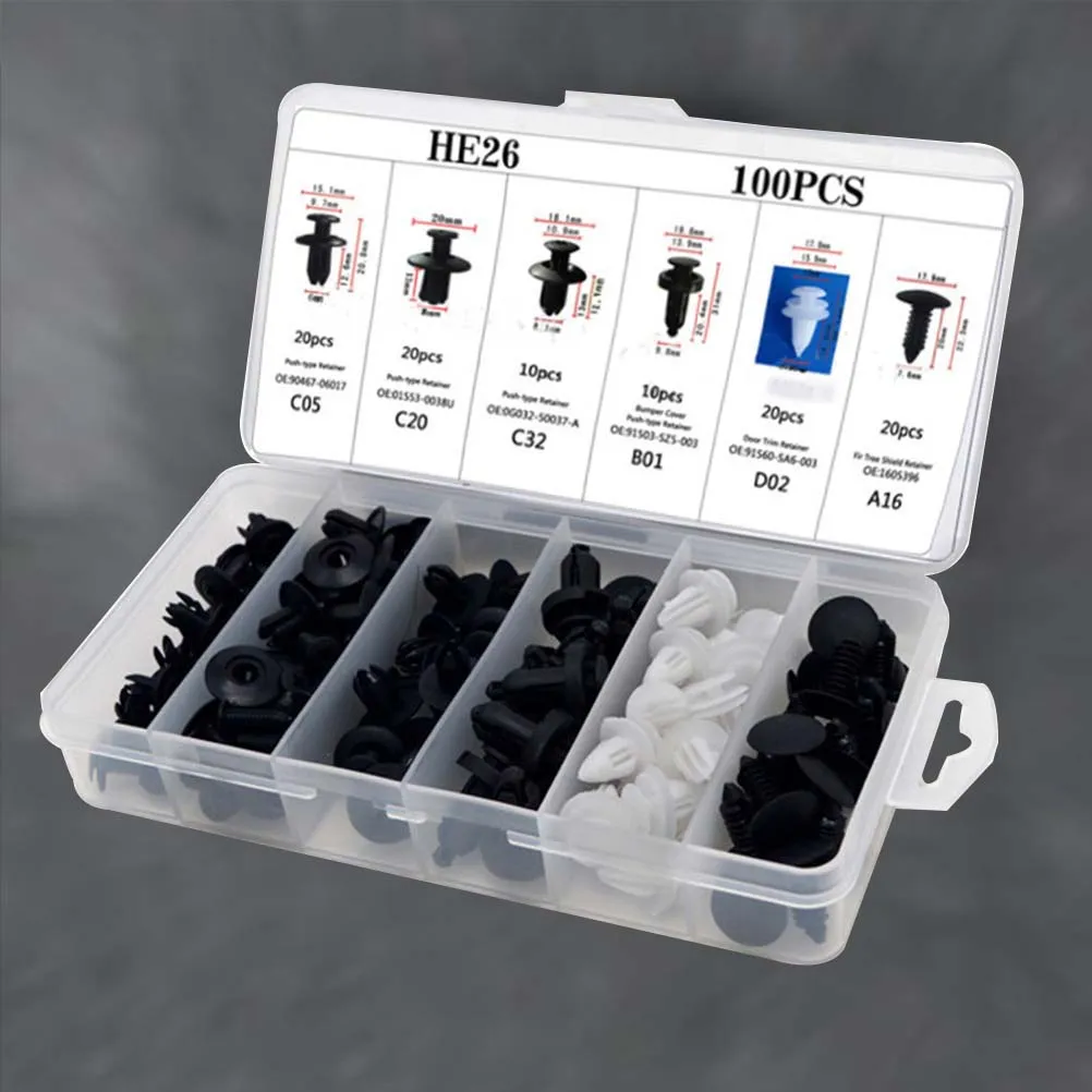 Set di bottoni automatici per auto da 100 pezzi Clip per rivestimento del corpo Puntine automatiche per carichi pesanti in scatola automobilistica per fermo paraurti per auto