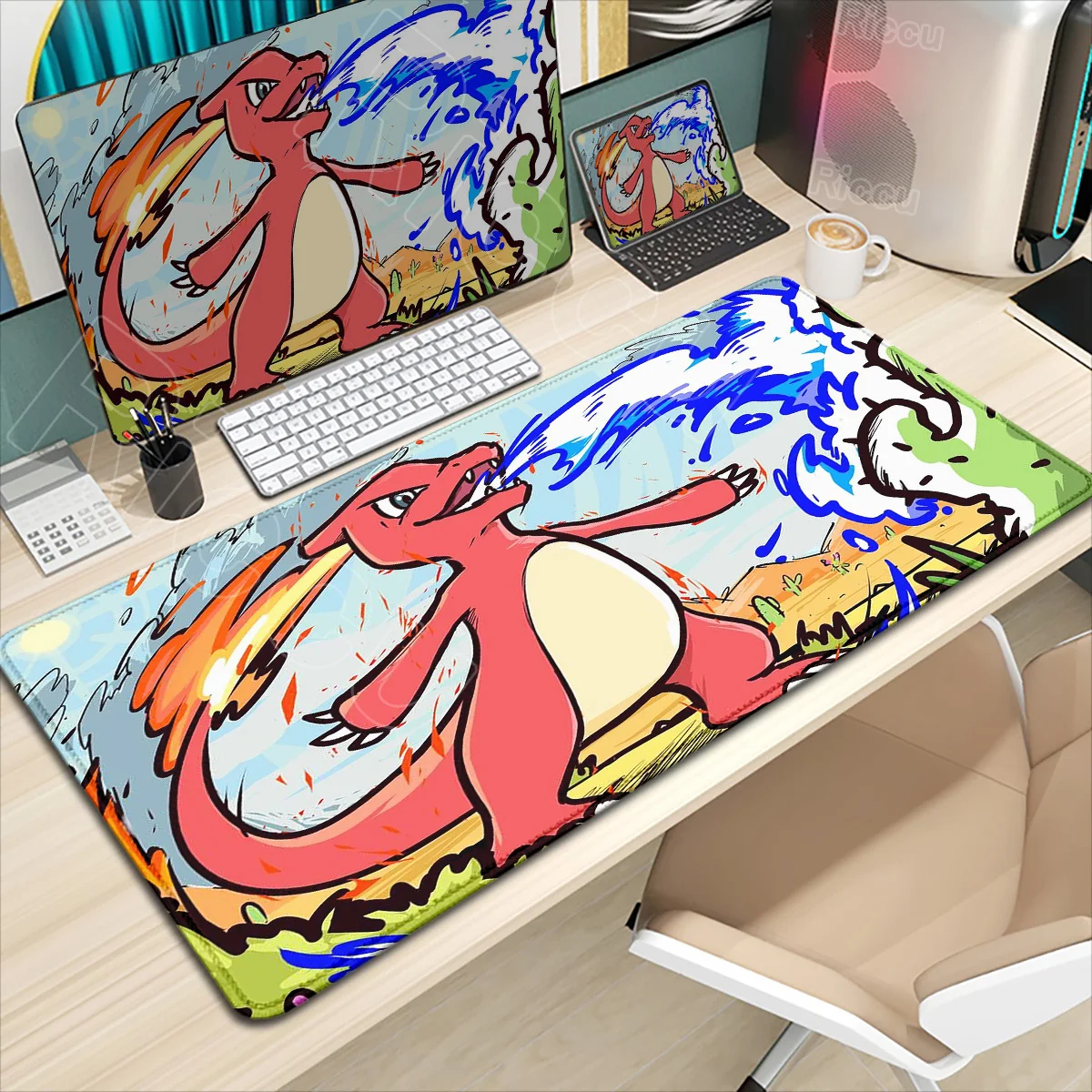 

New Cute P-pokemon Charizard Mouse Pad PC Red Anime Gaming Keyboard Rug Laptop Flam Dragon Mousepad Large Gamer Cabinet Desk Mat