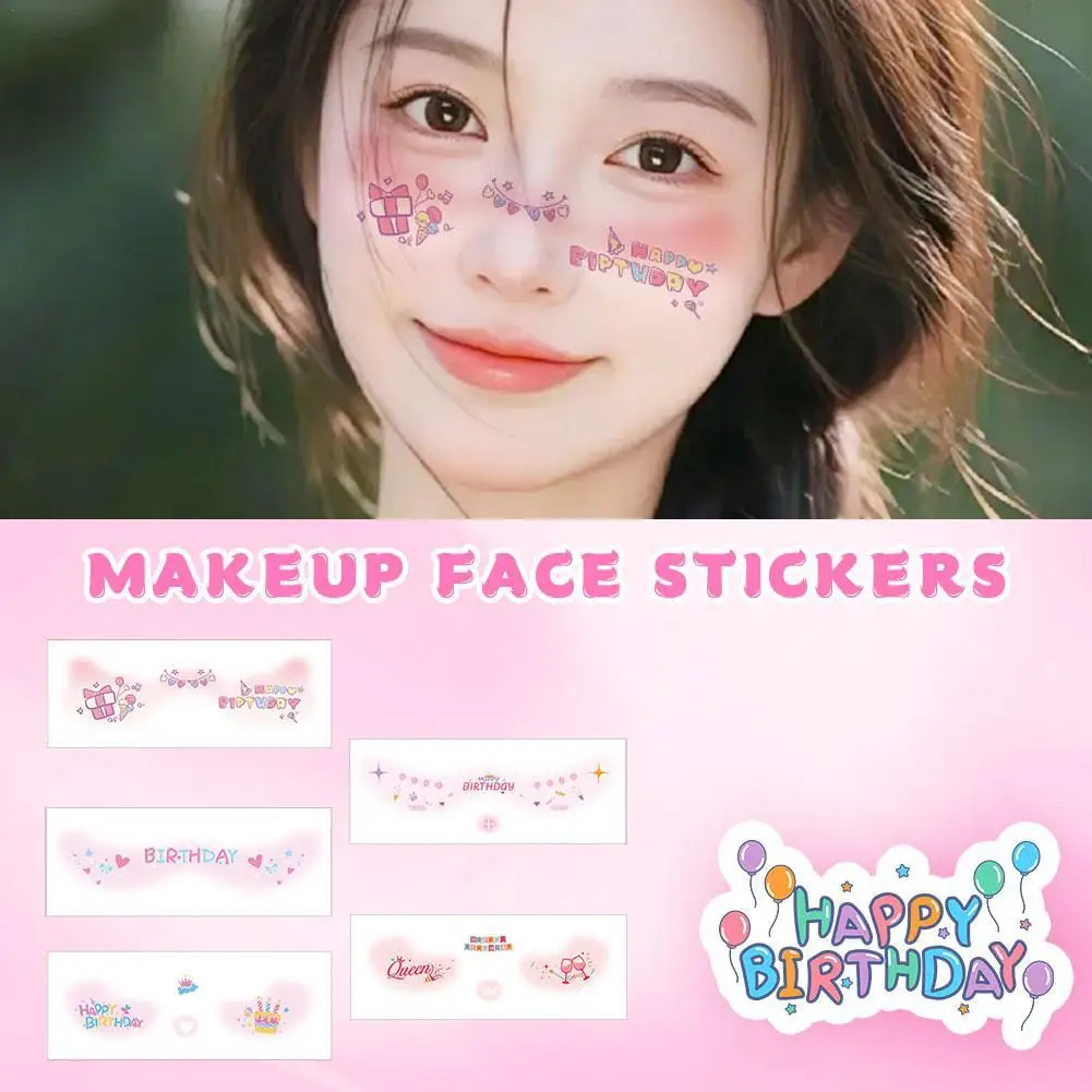 SOUG Pretty Makeup Face Stickers Disposable Tattoo Sticker For Party Love Sweet Waterproof Korean Makeup Decorative Stickers