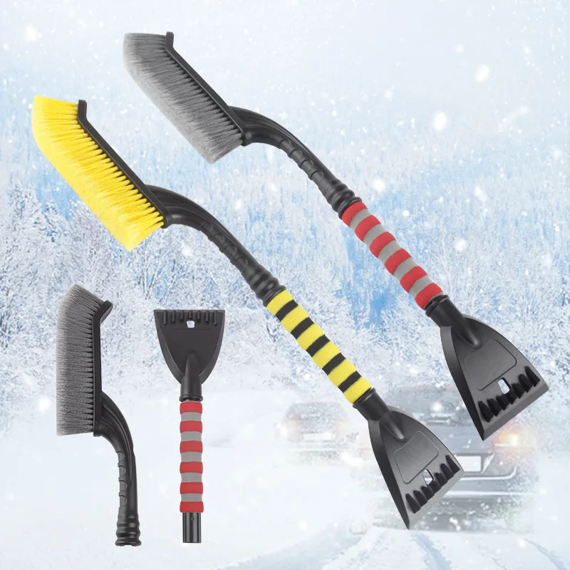 2 In 1 Car Cleaning Tools Snow Shovel Sweeping Cleaning Brush Universal Detachable Auto Windshield Ice Scraper With Foam Handle