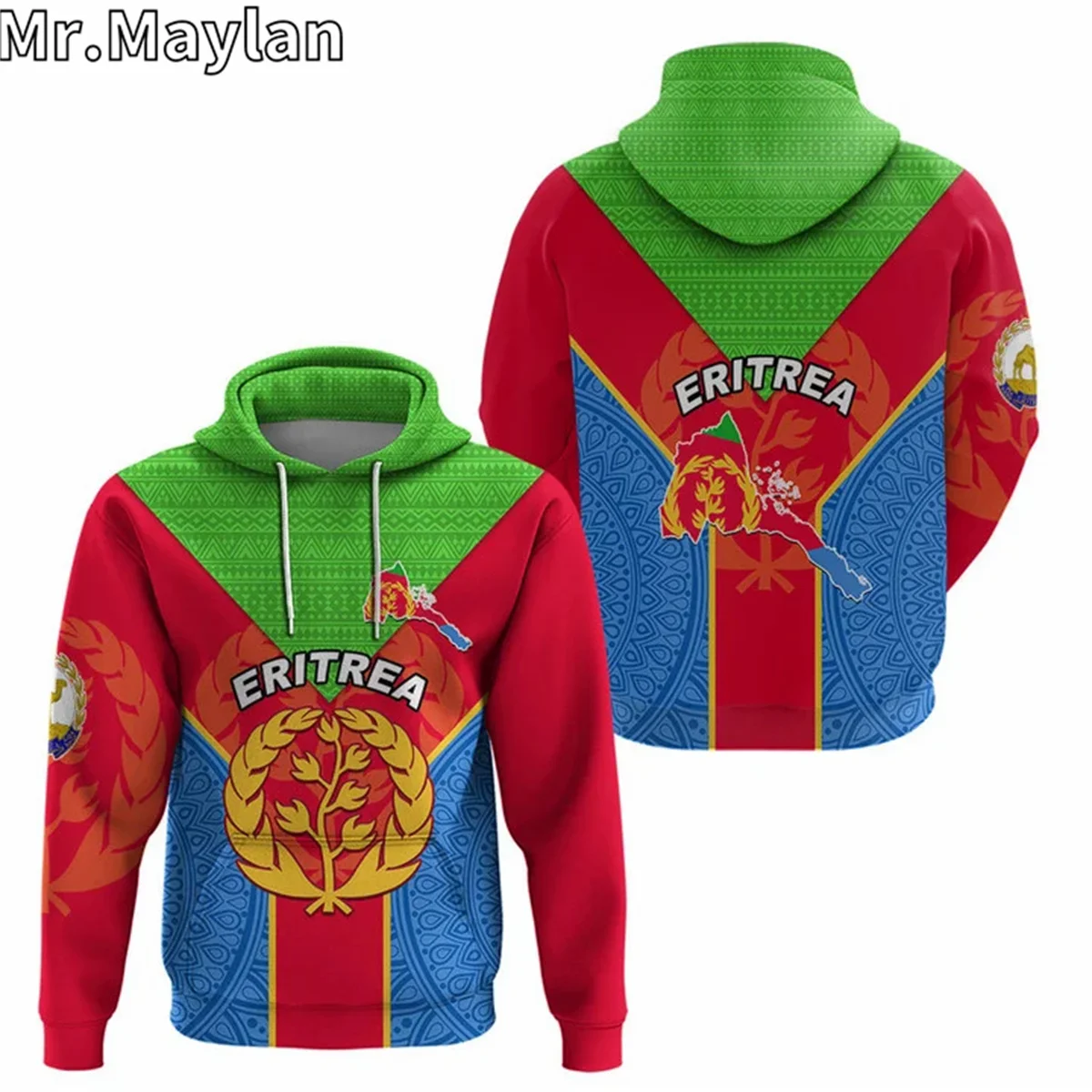 Africa Country ERITREA Flag And Olive Branches 3D Print Unisex Hoodie Men Streetwear Zip Pullover Casual Jacket Tracksuits K-822