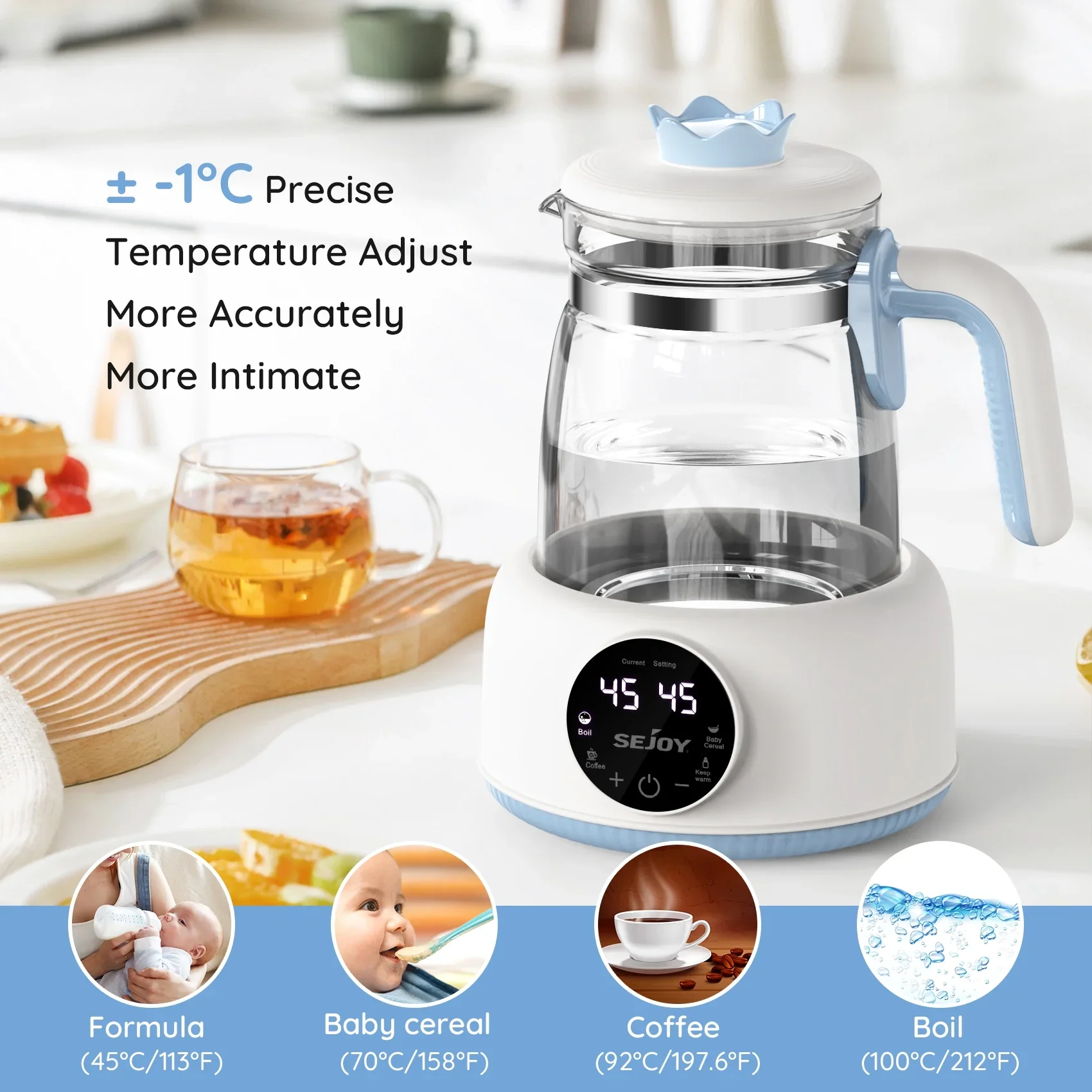 Sejoy Electric Kettle Temperature Control Instant Dispense Baby Warm Water Electric Tea Coffee Kettle