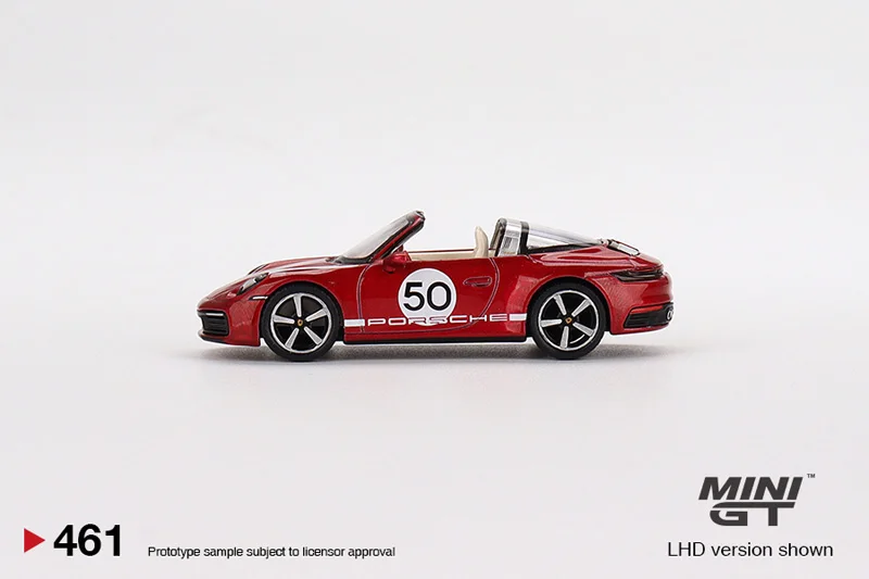 TSM MINI GT 1:64 #461  911 Targe 4S Heritage Design Edition Cherry Red Die-cast alloy car model collection display  gifts