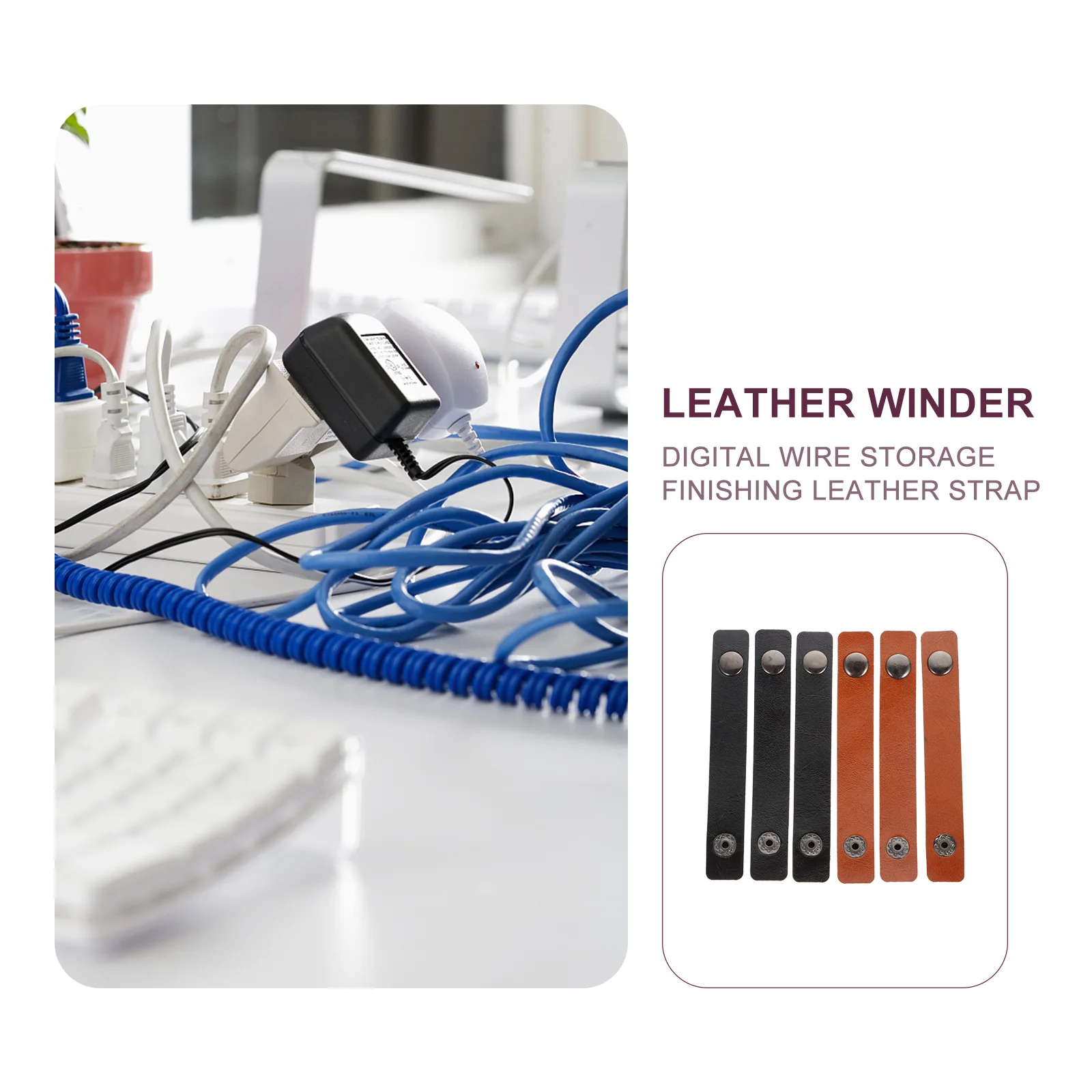 

6pcs Belt USB Organizing Belts Cable Storage Strap Travel Wire Winder Cord Belt Straps Desktop Tidy