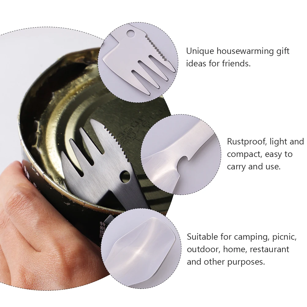 

2pcs Stainless Cutlery Multifunctional Fork And Spoon Multifunctional Camping Fork Spoon Utensil Portable Outdoor Kitchen