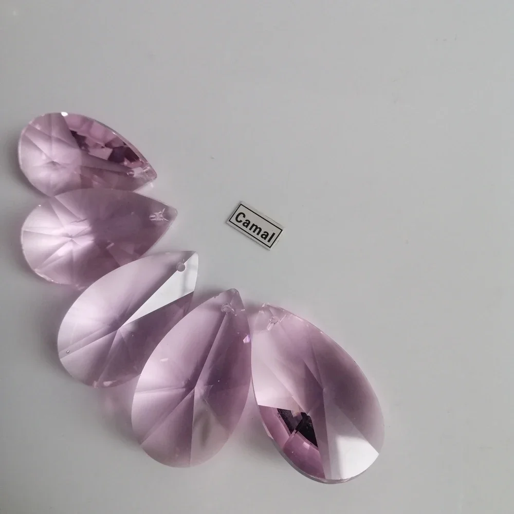 Camal 5 SZTUK 38mm Różowe Kryształowe Zawieszki w Kształcie Gruszki Pryzmaty Koraliki Wiszące do Żyrandoli Lamp Ślubnych Części Dekoracyjne do Domu