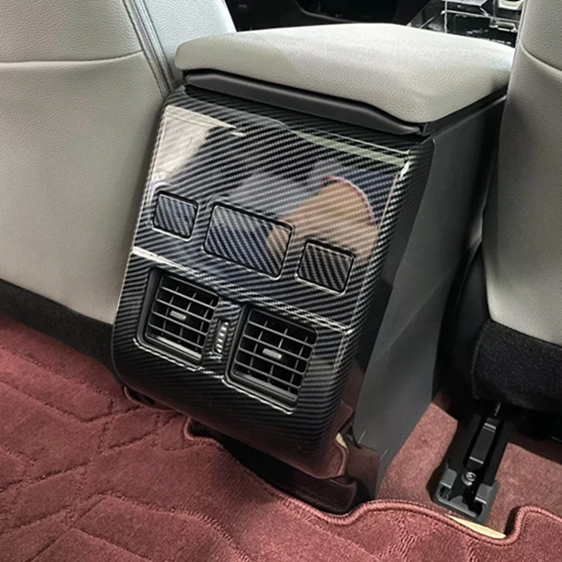 

Car Carbon Fiber Rear Air Condition Vent Outlet Frame Anti-Kick Panel Cover Trim For Toyota Bz4x 2022 2023