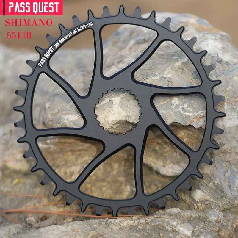 PASS QUEST ROUND black and Silver Narrow Wide Chainring 30T-44T for SHIMANO M6100 M7100 M8100 M9100 Direct Mount Crank