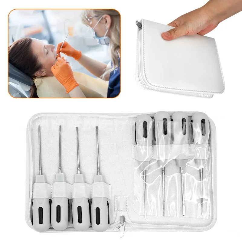 

8Pcs Set Dental Elevator Set Stainless Steel Minimally Invasive White Handle Dental Instruments Dental Materials
