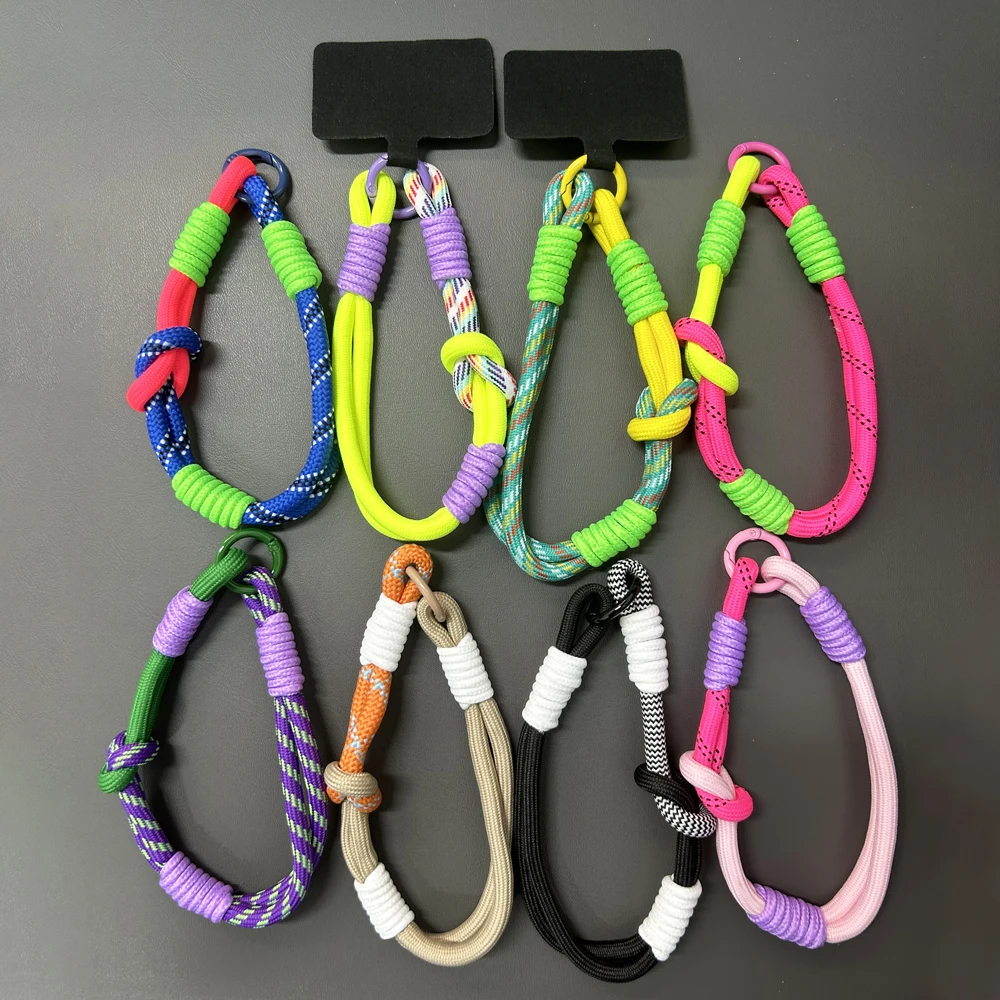 Pulsera de mano antipérdida portátil con nudo lindo para teléfono móvil, cadena de cuerda colorida coreana para iPhone 15, 14, 13, 11 Pro Max, Xiaomi