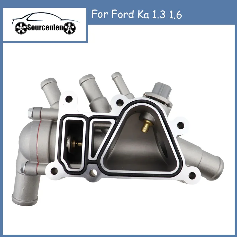 

Комплект для сборки корпуса термостата из алюминия 1218087, фланец для охлаждающей жидкости двигателя, выход насоса, подходит для Ford Ka 1.3 1.6