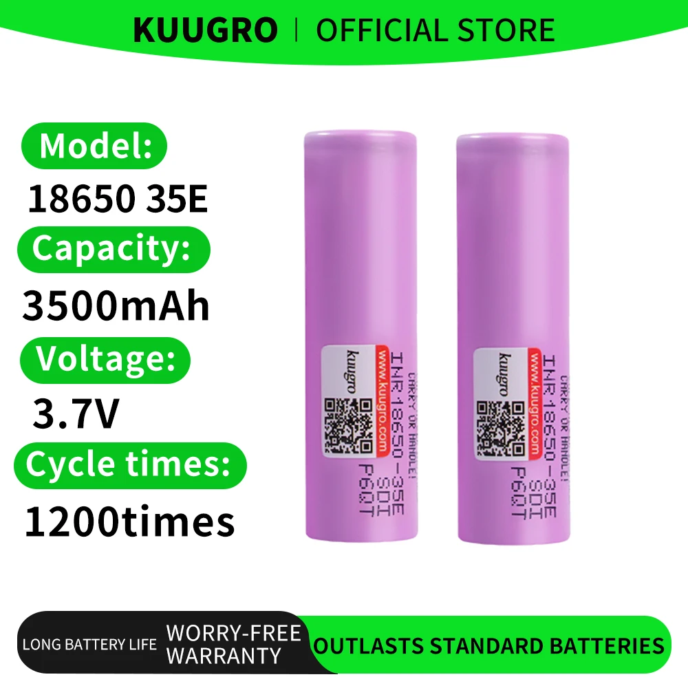 

18650 3500mAh 3.7V 100% Genuine INR18650-35E Rechargeable Lithium Battery Continuous Discharge 10A Parallel Series Combination