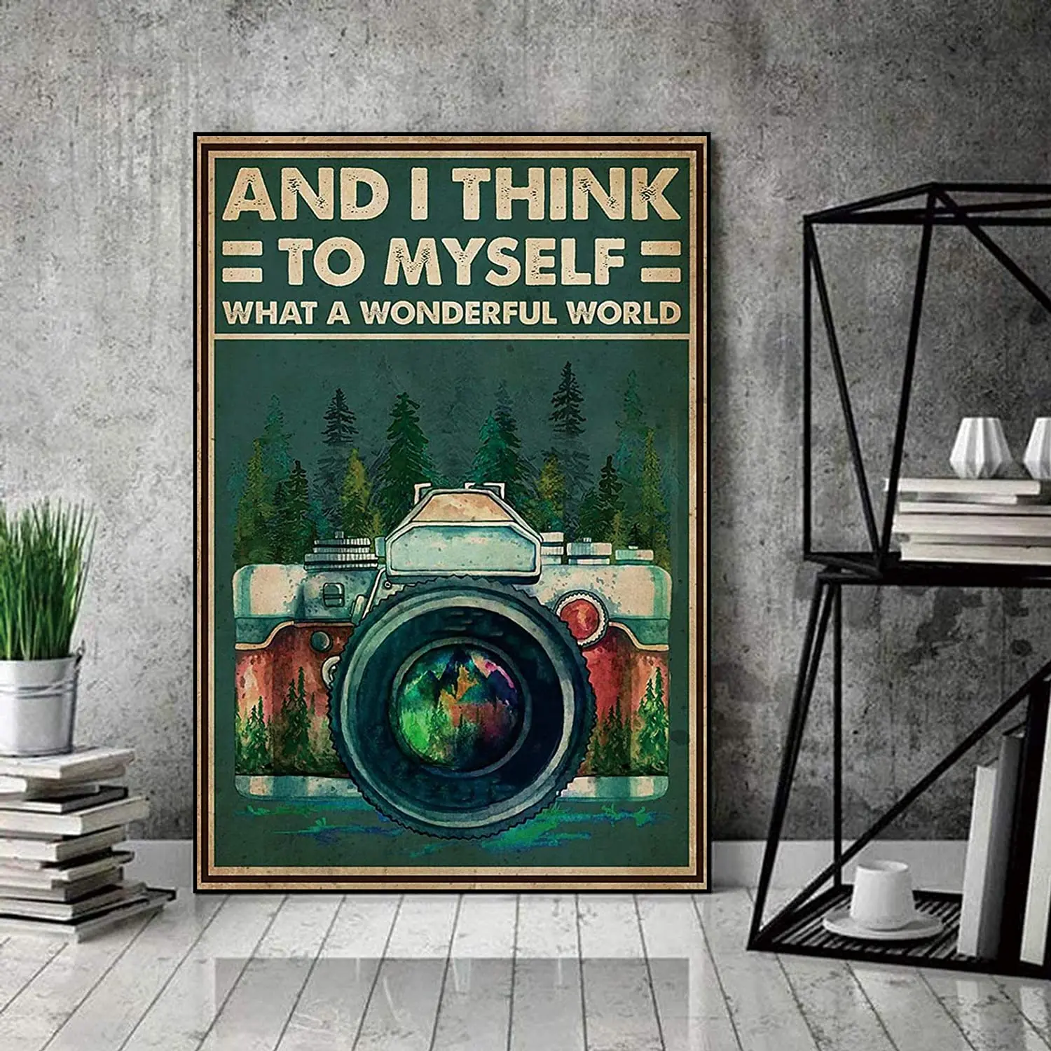 What A Wonderful World Love Forest Canvas Wall Art Poster Painting Camera Abstract Watercolor Artwork Home Decor