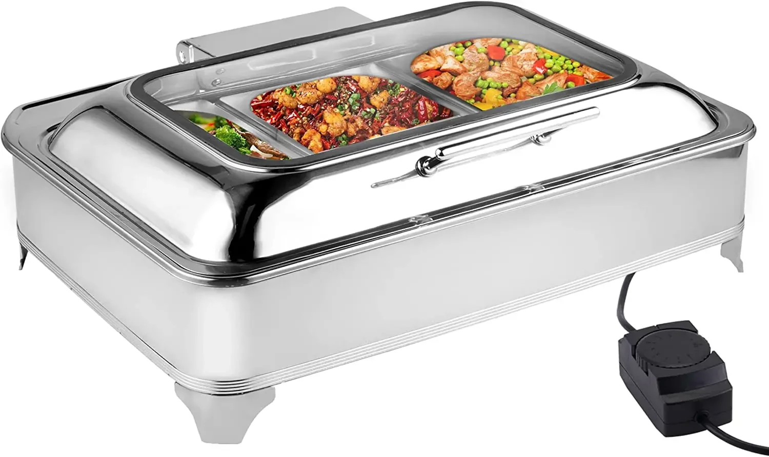 

Electric Chafing Dish Buffet Set 9 Quart Food Warmer Buffet Servers and Warmers with Covers Warmer for Parties Stainless Steel