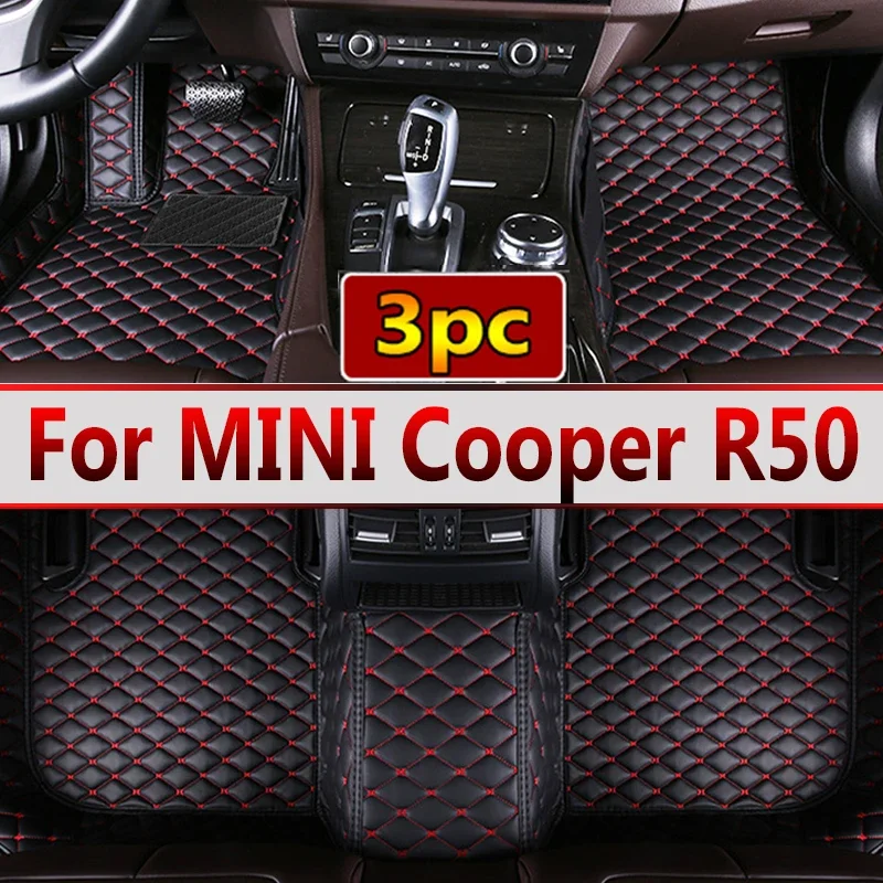 Custom Automotive Car Floor Mats For MINI Cooper R50 2004 2005 2006 Auto Luxury Leather Men Women Car Mats Full Coverage