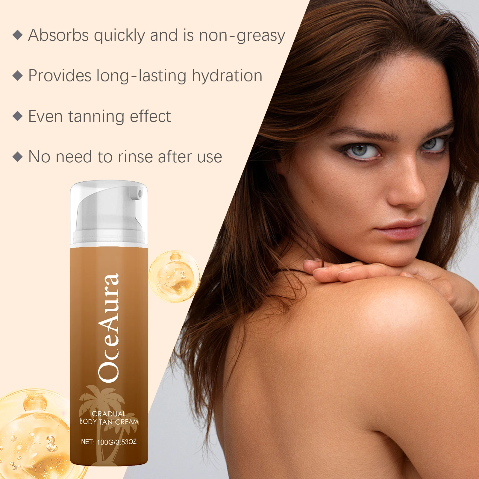 Crema autobronceadora con acelerador para cara y cuerpo, crema para el suelo, incluso el tono de la piel, previene el bronceador de quemaduras solares, producto bronceador sin sol