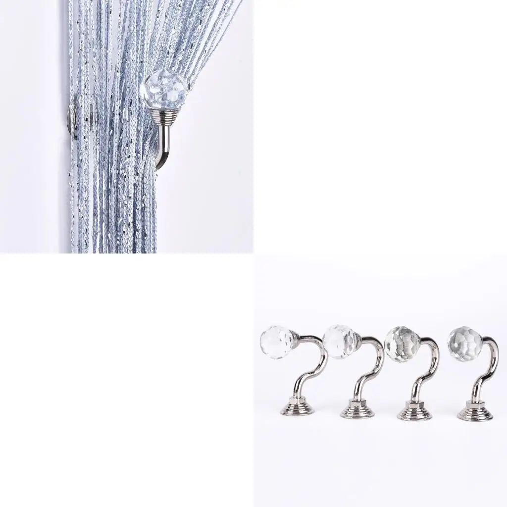 Portable U Shaped Curtain Holders with Crystal Ball for Home Decoration 1 Pair