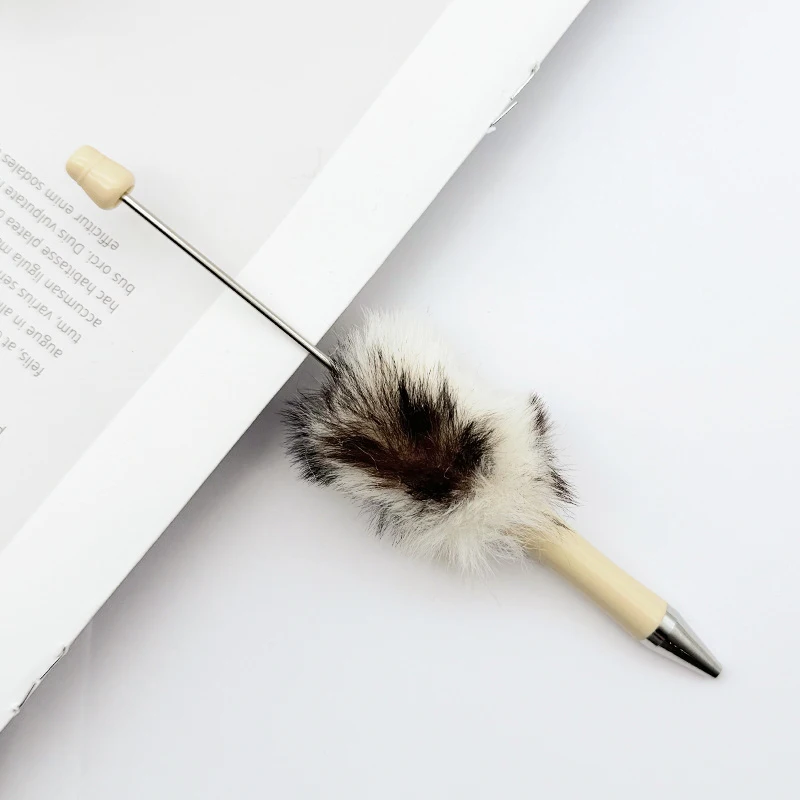 30Pcs New Wholesale Leopard Plush Beaded Pens DIY Pens Plastic Beaded Pens School Office Writing Supplies Stationery Gifts