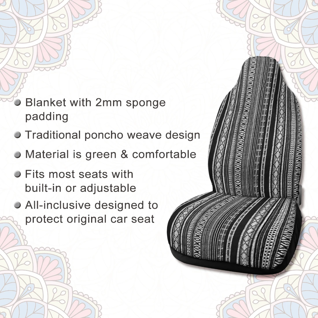 X Autohaux Seat Protection Bucket Covers Blanket Ethnic Style Automotive Seat Cover Protection Seat Covers Universal 1/2/7/10Pcs