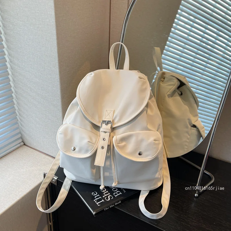 New Women's Backpack Fashion High Quality Girls' Backpack Solid Color Versatile Multi Functional Storage Drawstring Backpack