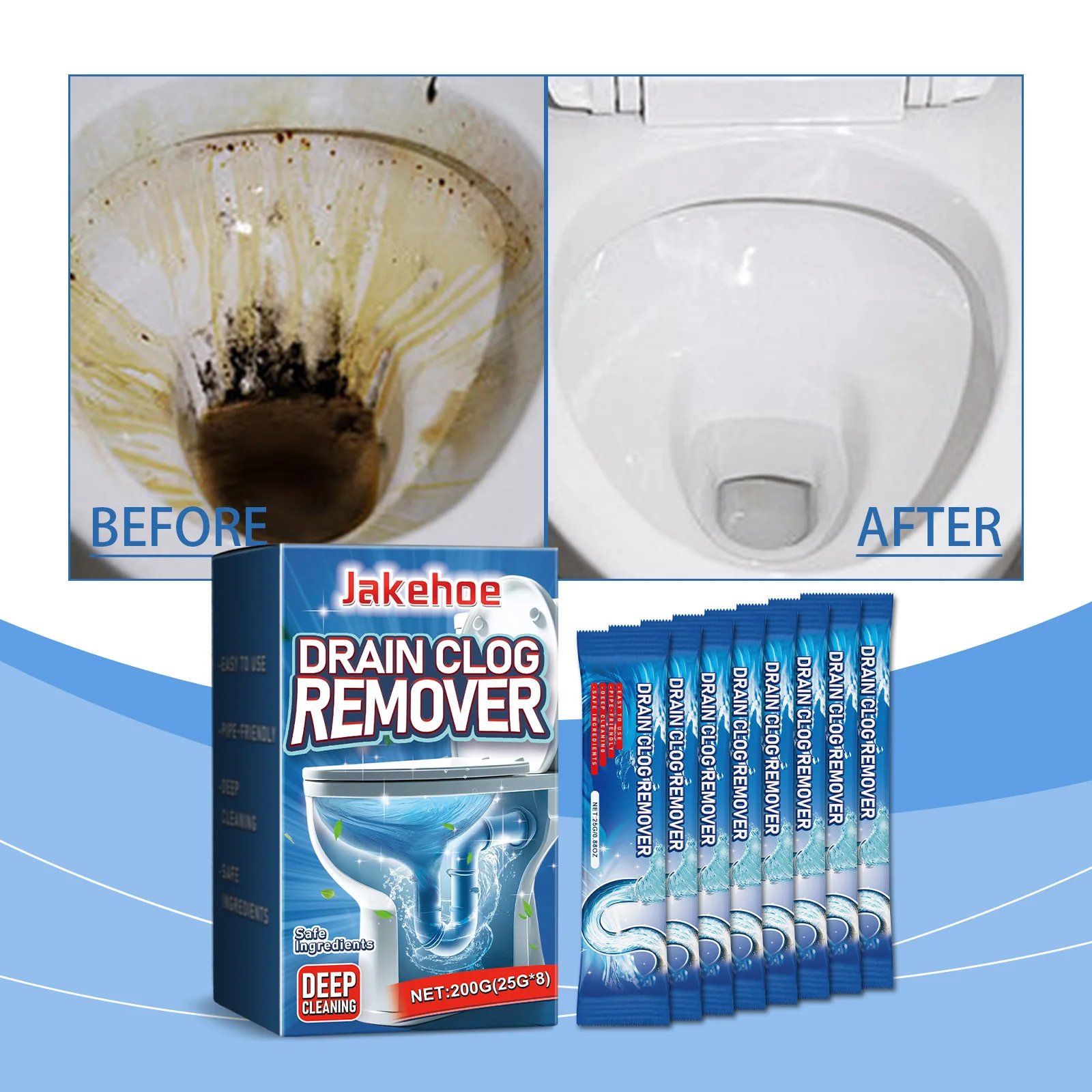 

Household Toilet Drain Unclogger - Supports Pipe Blockage Relief Dissolves Scale Deposits Deodorizes & Maintains Pipe Smoothness