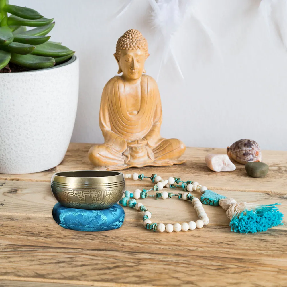 Elegant Singing Bowl Mat Handmade in Nepal Natural Cotton Texture Non Movable Base for Tibetan Singing Bowls Mindfulness Rituals