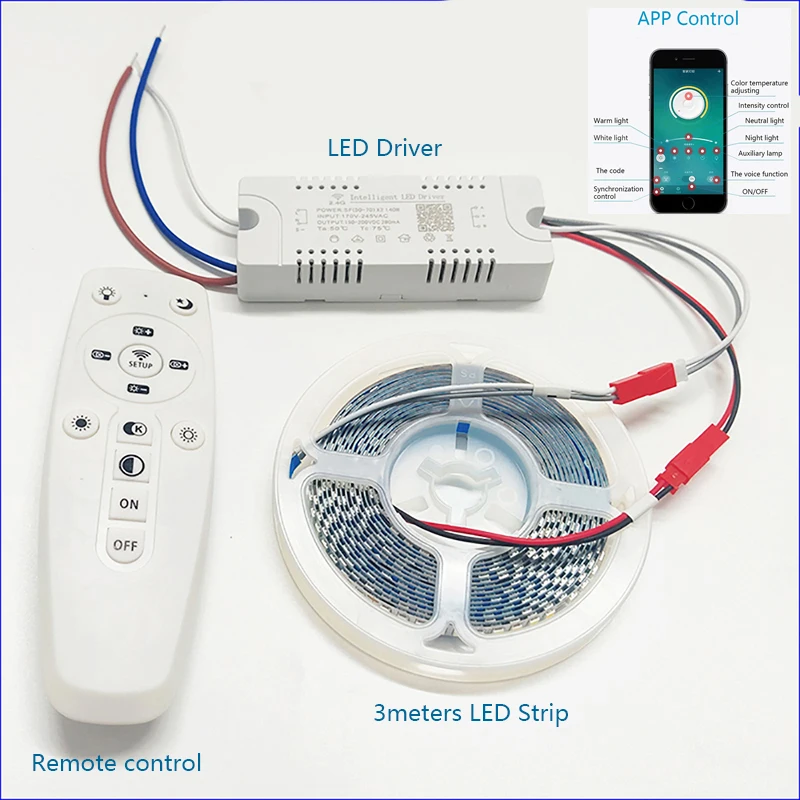 Intelligent LED Driver (50-70W)X2 With APP and 2.4G remote control LED Transformer With 3 Meter Constant Current LED Strip.