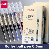 Deli 10pcs Rollerball Pen Set 0.5mm Black Blue Red Quick-drying Ink Gel Pens Stationery Supplies Student Writing Signature Pen