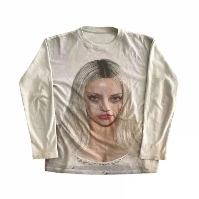 Nouveau sweat-shirt personnalisé imprimé foncé à col rond et manches longues, style rétro, tendance streetwear, collection 2026