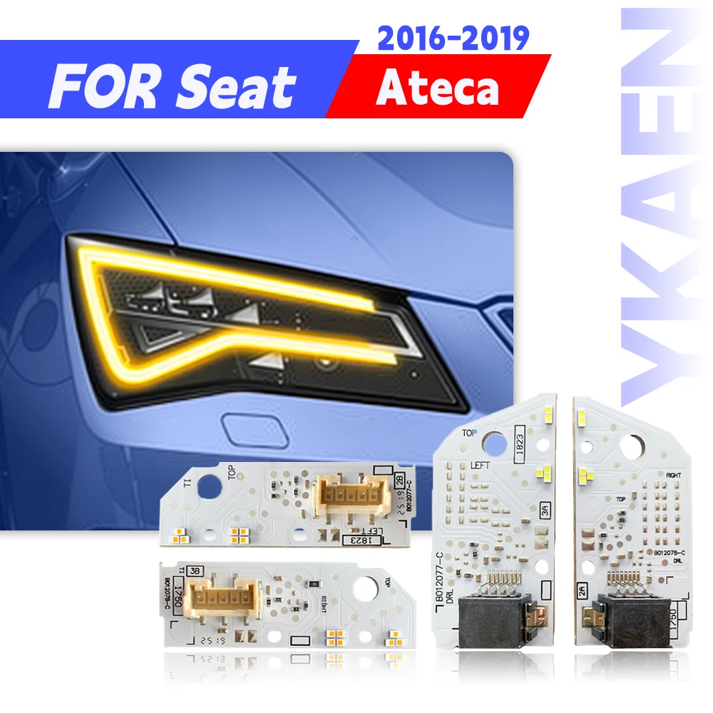 

Желто-белые светодиодные платы Angel Eyes DRL для фар SEAT Ateca 2016-2019, дневные ходовые огни, красный, синий, янтарный, 575941476