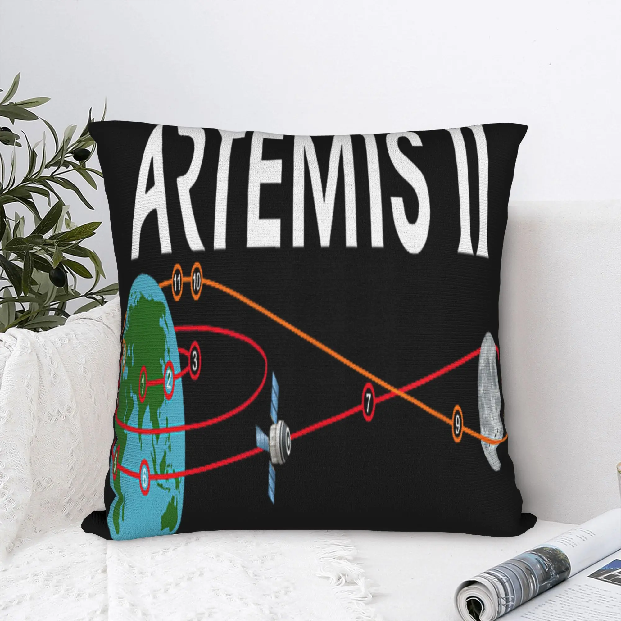 Funda de almohada Artemis 2 Route Map SLS, misión de lanzamiento de cohete a la luna, funda de almohada suave para silla, sofá, decoración del hogar